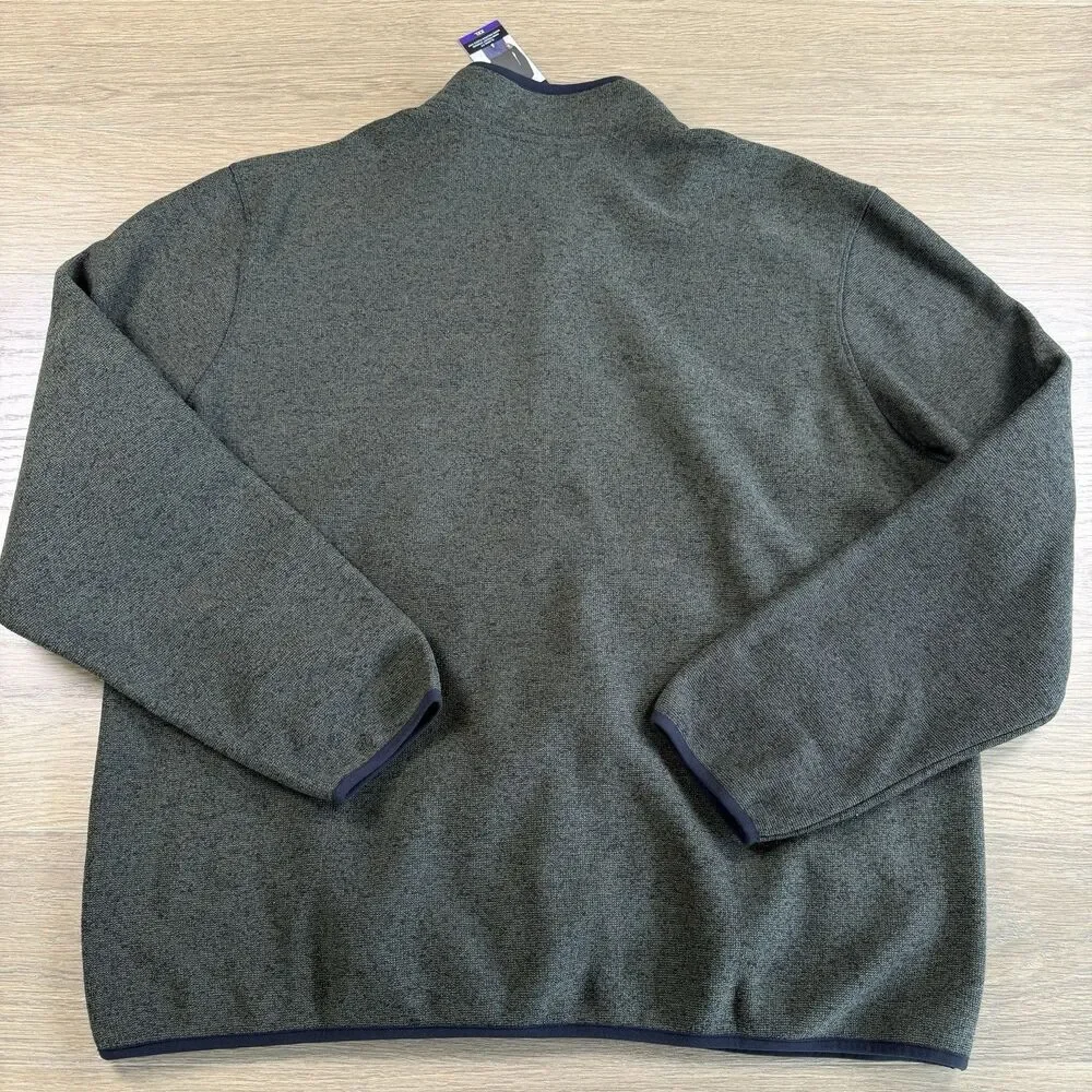Eddie Bauer Sweater Fleece Men XXL Henley Pullover Mock Neck Hand Pocket